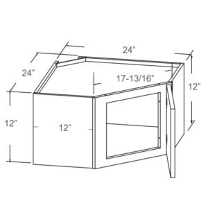 [COLOR] RTA 24x12 Wall Diagonal Corner Cabinet - Prepped For Glass-WMDC2412H