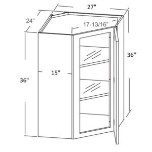 [COLOR] RTA WALL GLASS DIAGONAL CABINET (Glass Not Included) WMDC273615H